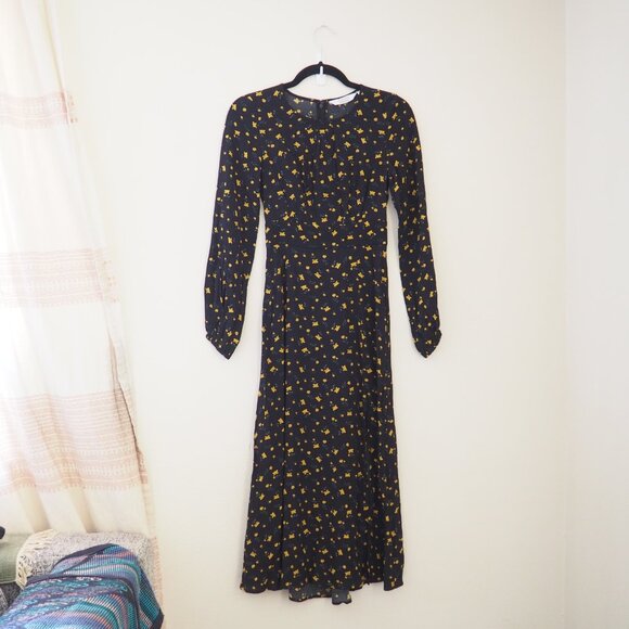 & Other Stories Black Floral Midi Dress - Picture 4 of 9